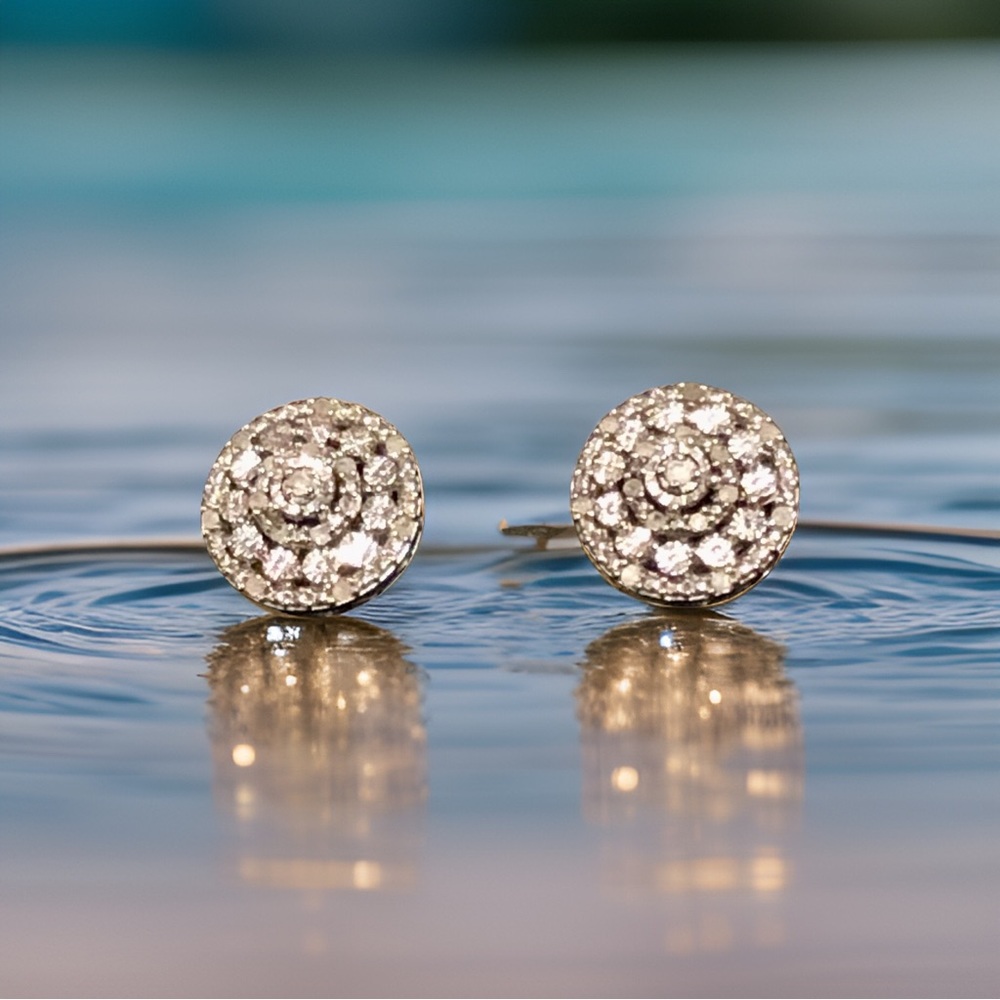 Sterling Silver Diamond Stud Earrings